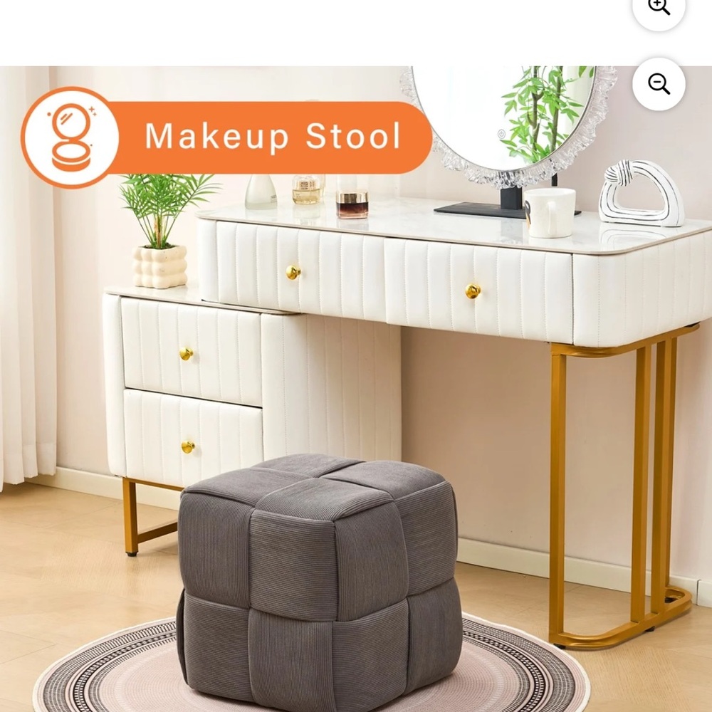Gray Textured Cube Ottoman - Picture 3 of 6